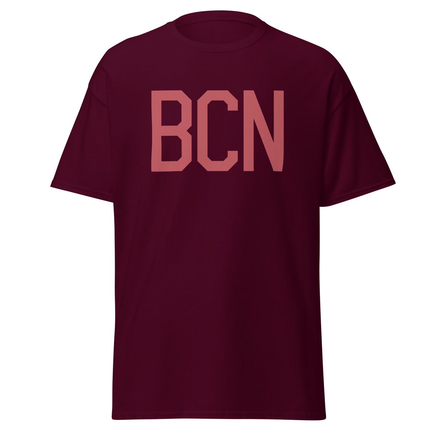 BCN Barcelona Men's T-Shirt • Air Force Lettering in Deep Pink • YHM Designs - Image 05