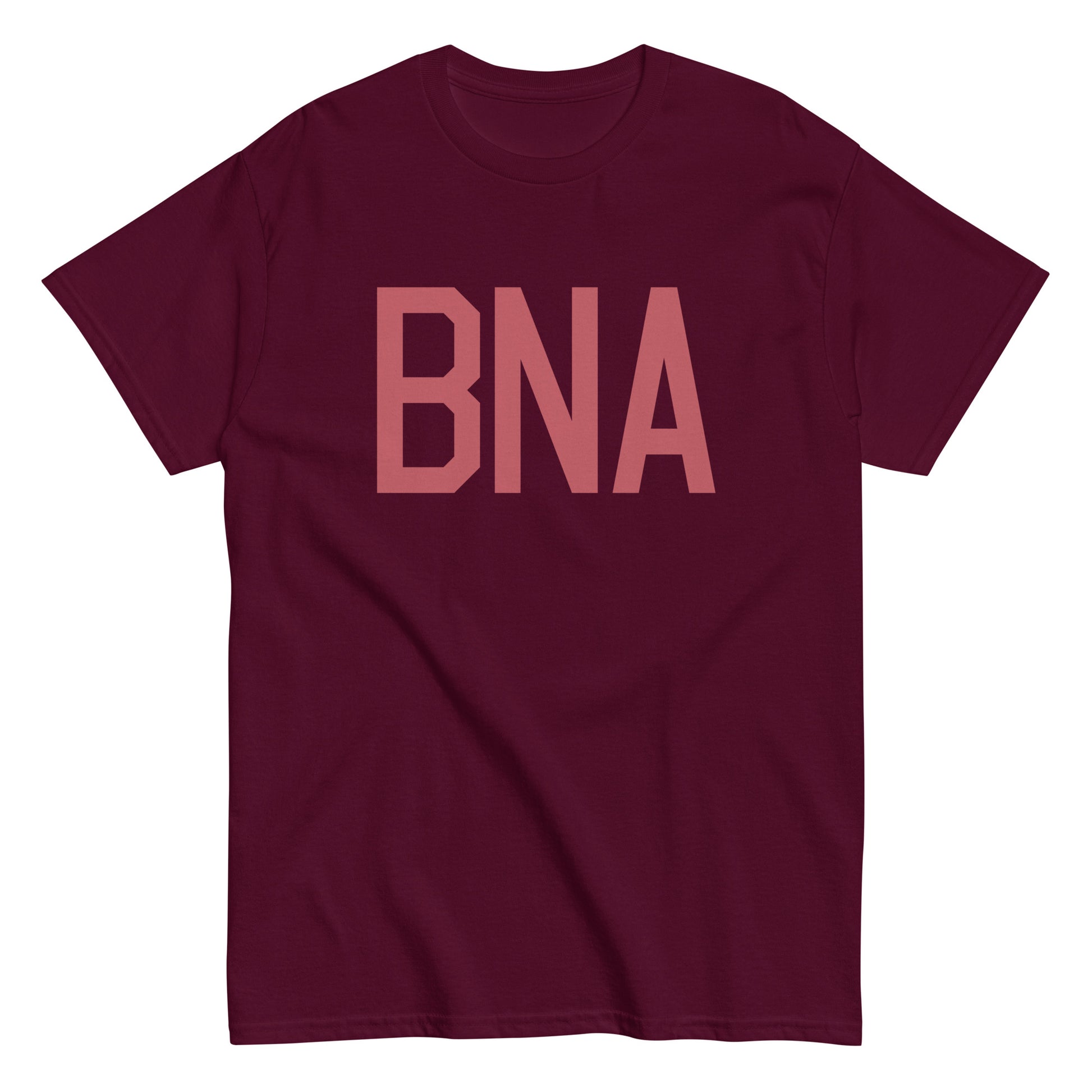 BNA Nashville Men's T-Shirt • Air Force Lettering in Deep Pink • YHM Designs - Image 01