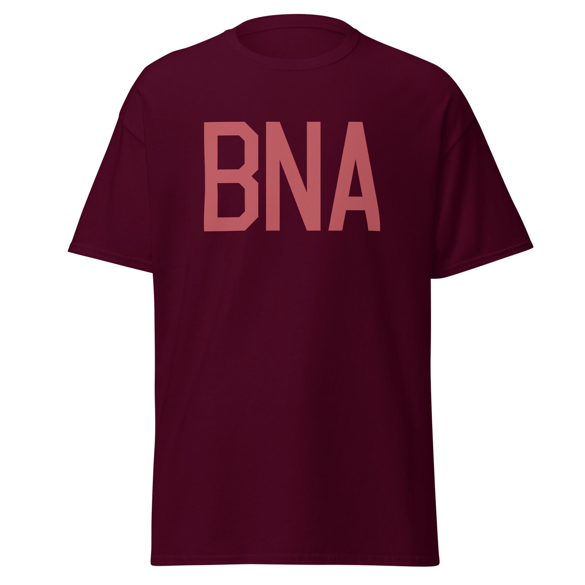 BNA Nashville Men's T-Shirt • Air Force Lettering in Deep Pink • YHM Designs - Image 05