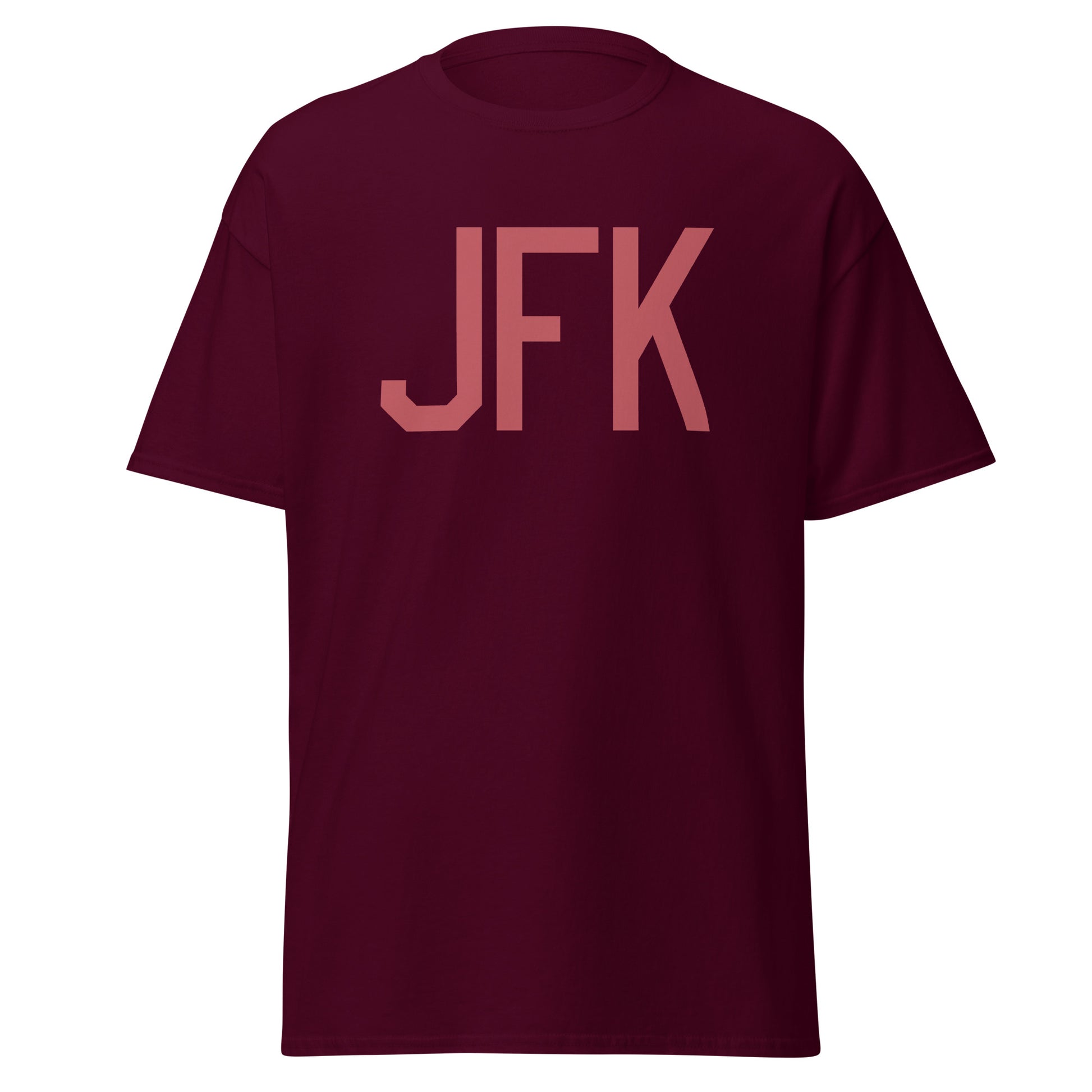 JFK New York City Men's T-Shirt • Air Force Lettering in Deep Pink • YHM Designs - Image 05
