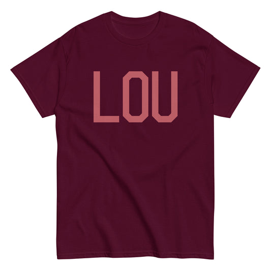 LOU Louisville Men's T-Shirt • Air Force Lettering in Deep Pink • YHM Designs - Image 01
