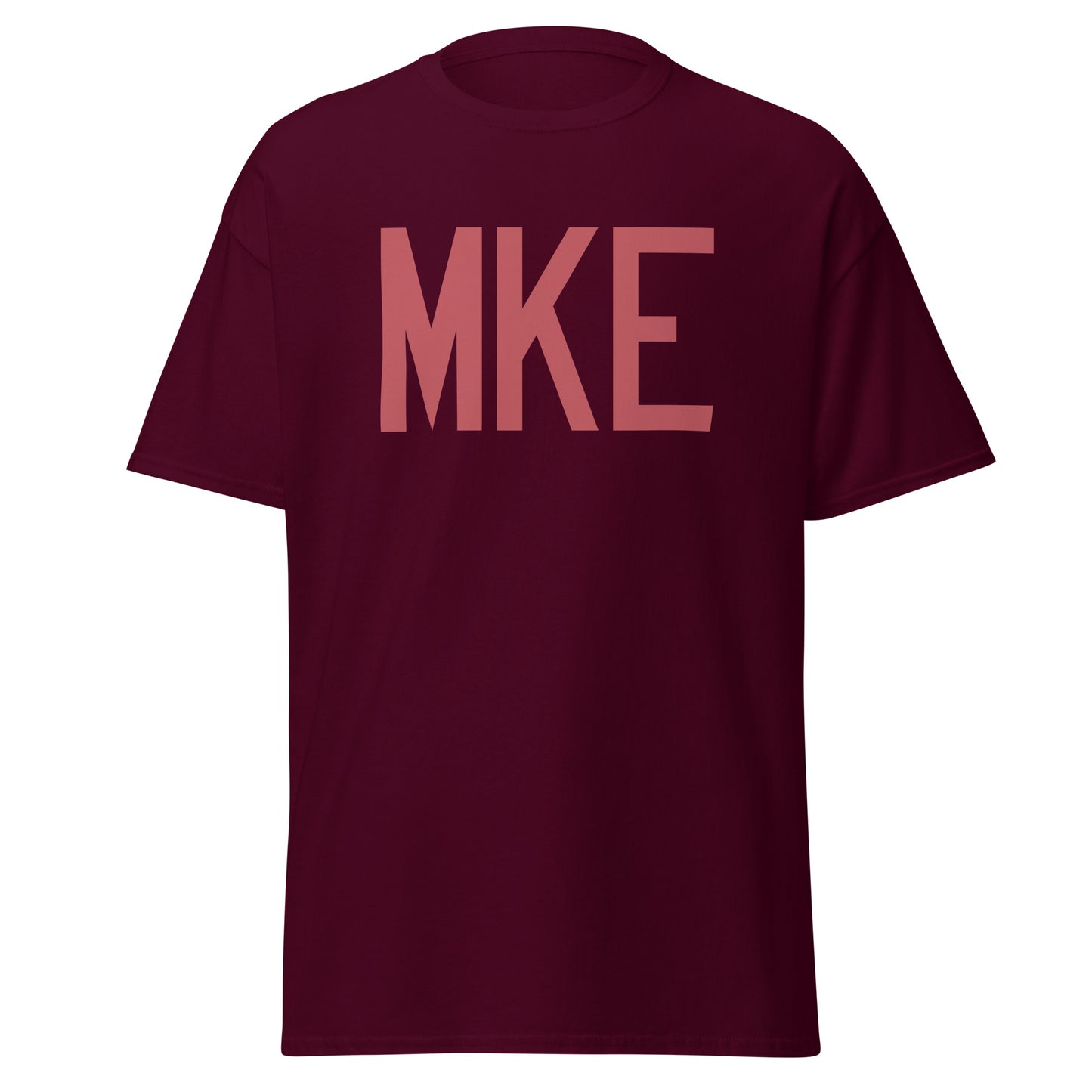 MKE Milwaukee Men's T-Shirt • Air Force Lettering in Deep Pink • YHM Designs - Image 05