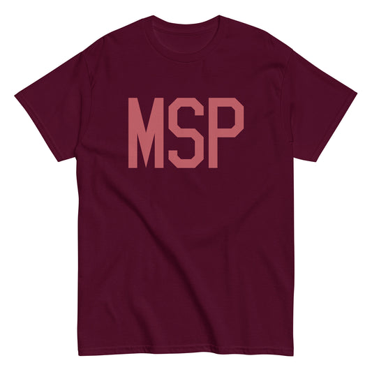MSP Minneapolis Men's T-Shirt • Air Force Lettering in Deep Pink • YHM Designs - Image 01