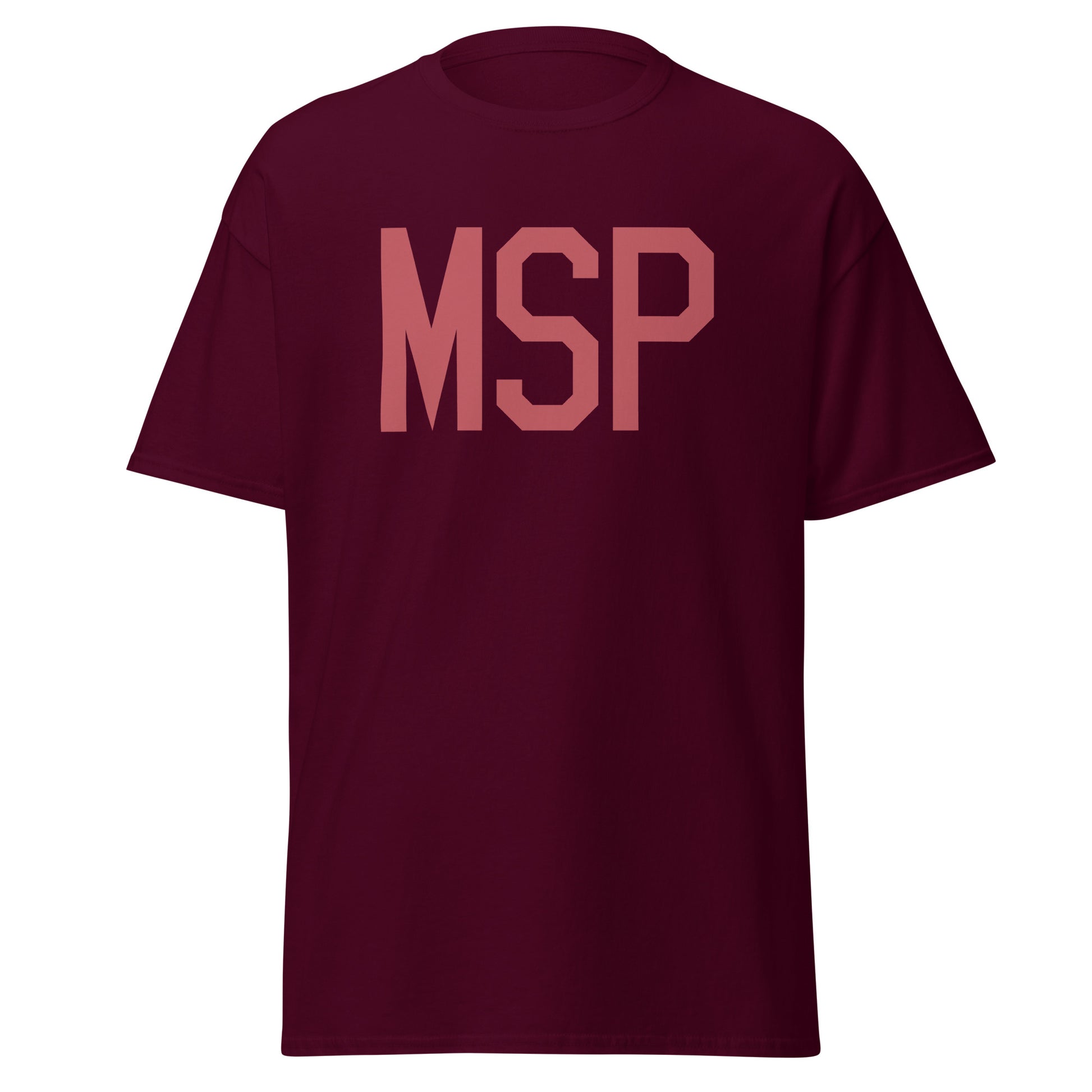 MSP Minneapolis Men's T-Shirt • Air Force Lettering in Deep Pink • YHM Designs - Image 05
