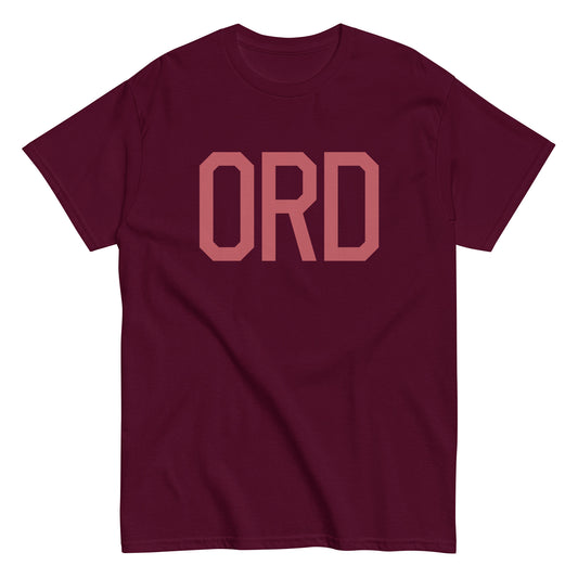 ORD Chicago Men's T-Shirt • Air Force Lettering in Deep Pink • YHM Designs - Image 01