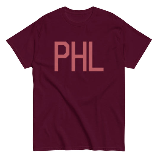 PHL Philadelphia Men's T-Shirt • Air Force Lettering in Deep Pink • YHM Designs - Image 01