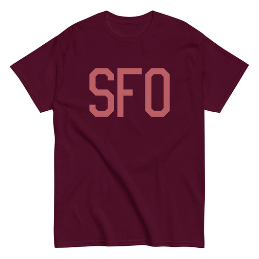SFO San Francisco Men's T-Shirt • Air Force Lettering in Deep Pink • YHM Designs - Image 01