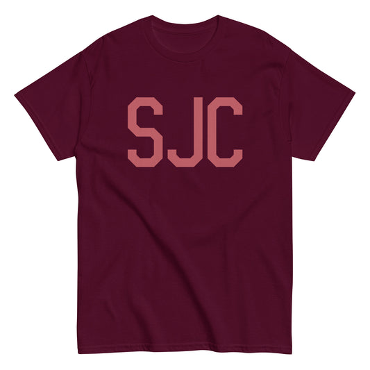 SJC San Jose Men's T-Shirt • Air Force Lettering in Deep Pink • YHM Designs - Image 01