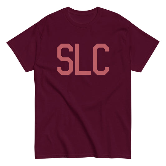 SLC Salt Lake City Men's T-Shirt • Air Force Lettering in Deep Pink • YHM Designs - Image 01