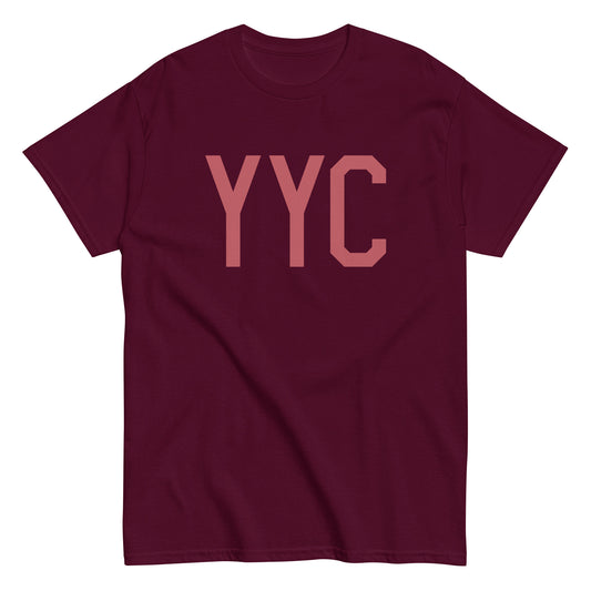 YYC Calgary Men's T-Shirt • Air Force Lettering in Deep Pink • YHM Designs - Image 01