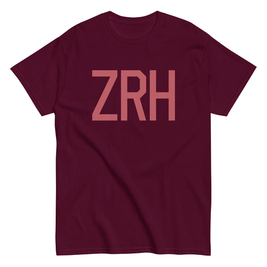 ZRH Zurich Men's T-Shirt • Air Force Lettering in Deep Pink • YHM Designs - Image 01
