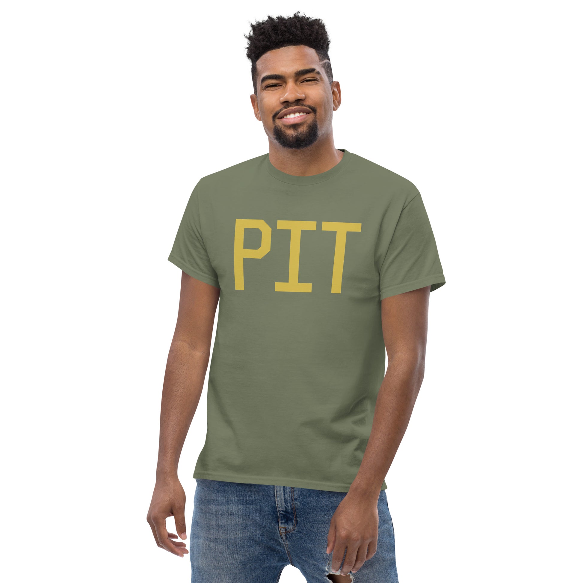 Aviation Enthusiast Men's Tee - Old Gold Graphic • PIT Pittsburgh • YHM Designs - Image 06