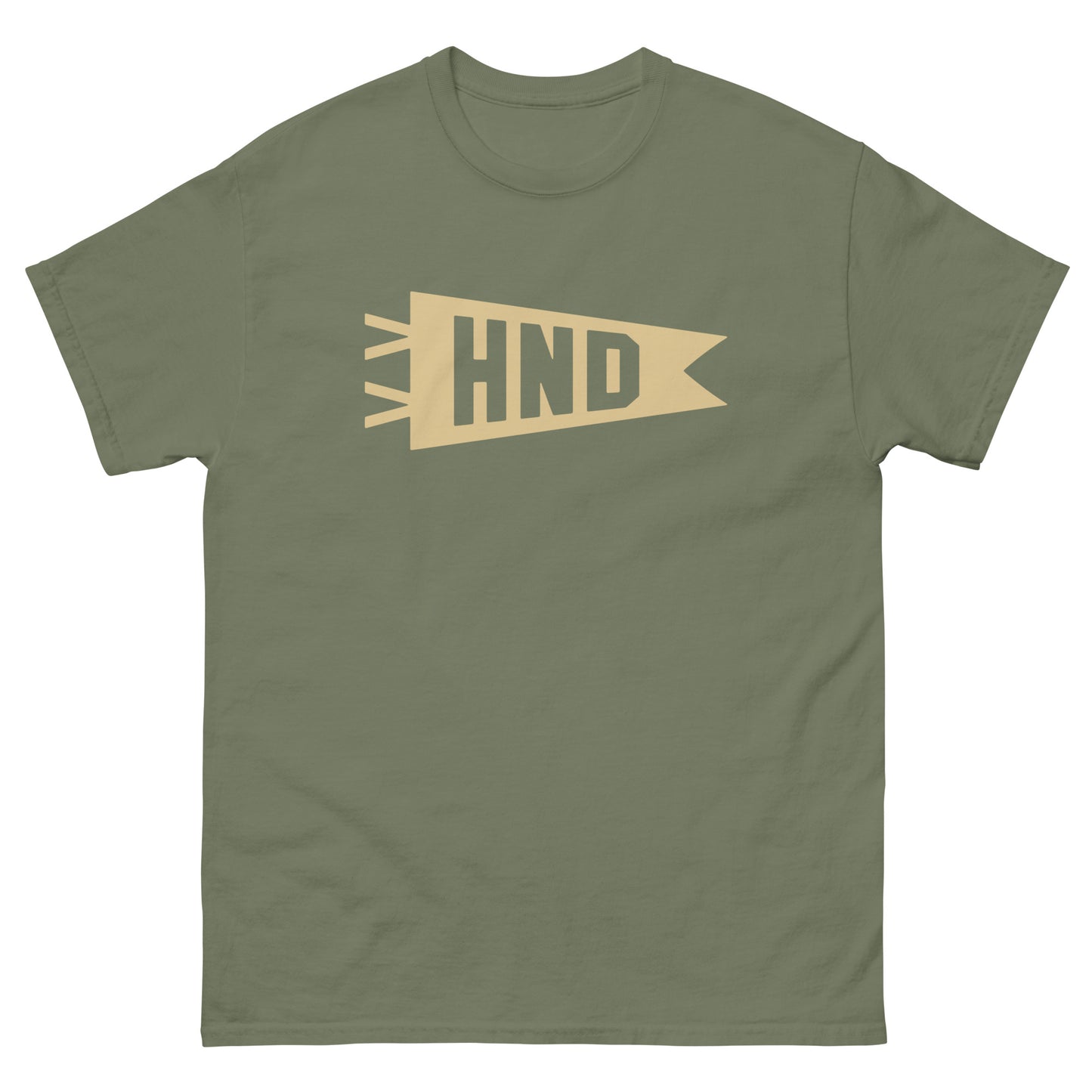 Airport Code Men's T-Shirt - Brown Graphic • HND Tokyo • YHM Designs - Image 01