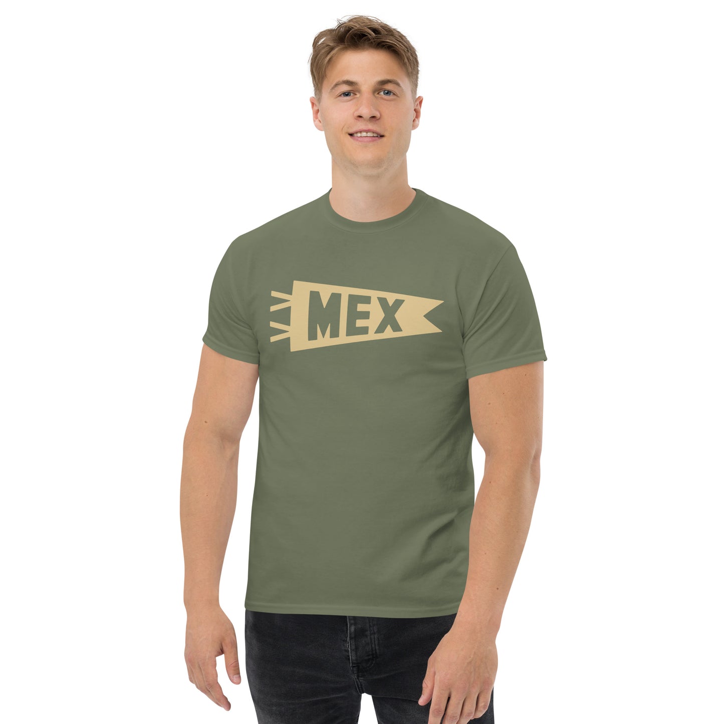 Airport Code Men's T-Shirt - Brown Graphic • MEX Mexico City Souvenir • YHM Designs - Image 03