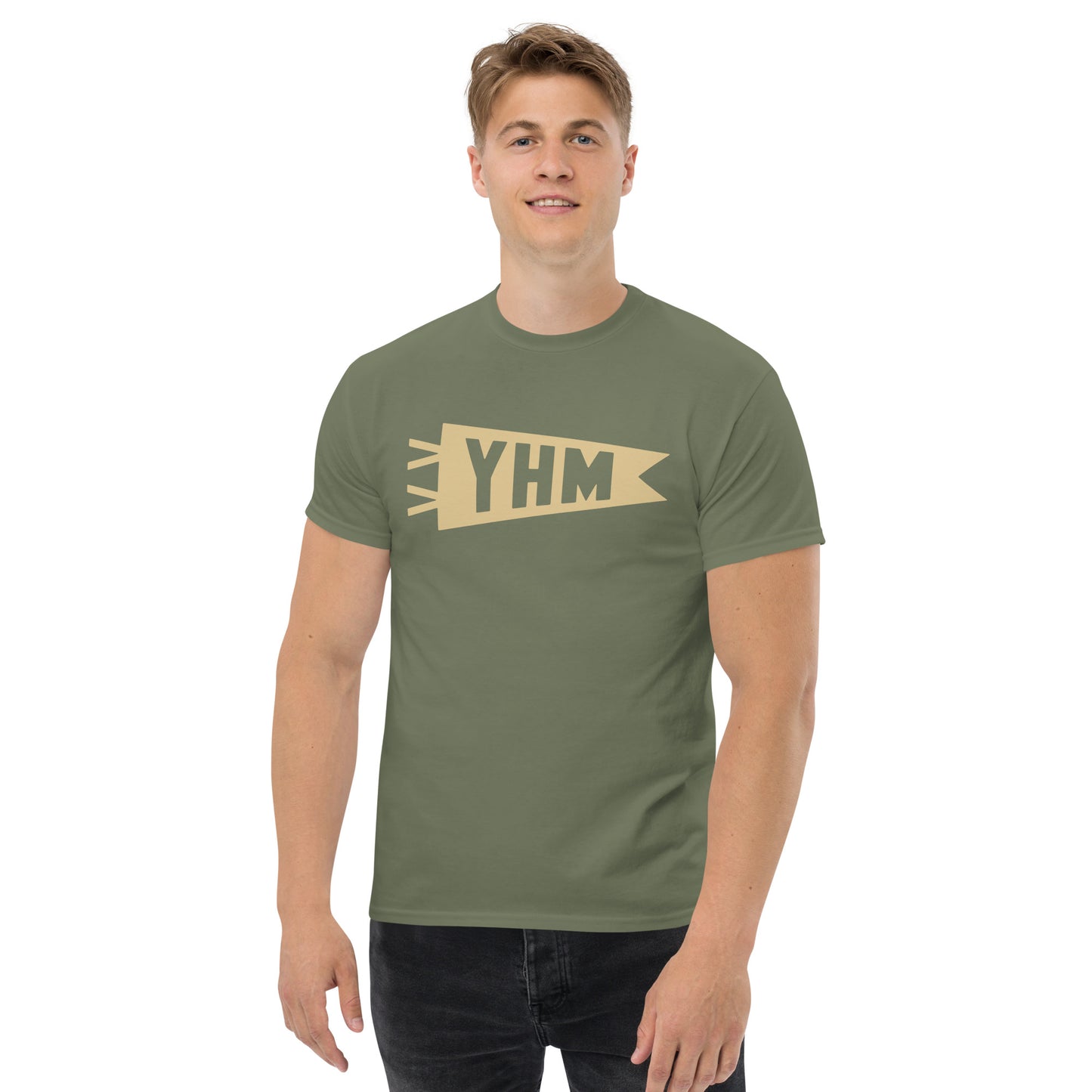Airport Code Men's T-Shirt - Brown Graphic • YHM Hamilton Souvenir • YHM Designs - Image 03
