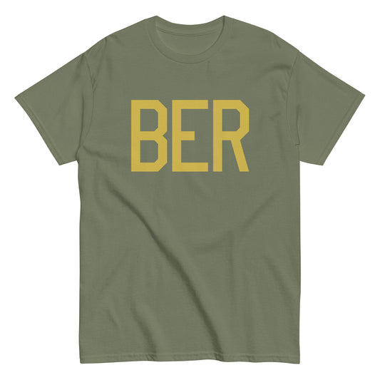 BER Berlin Men's T-Shirt • Air Force Lettering in Old Gold • YHM Designs - Image 02