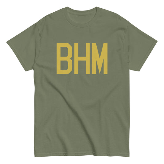 BHM Birmingham Men's T-Shirt • Air Force Lettering in Old Gold • YHM Designs - Image 02