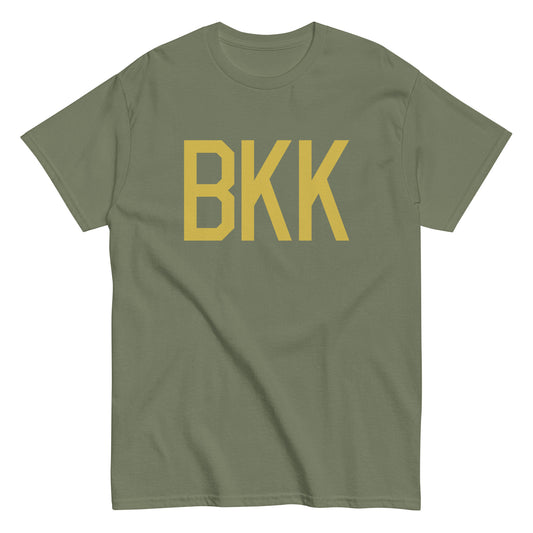 BKK Bangkok Men's T-Shirt • Air Force Lettering in Old Gold • YHM Designs - Image 02