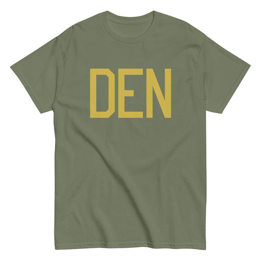 DEN Denver Men's T-Shirt • Air Force Lettering in Old Gold • YHM Designs - Image 02