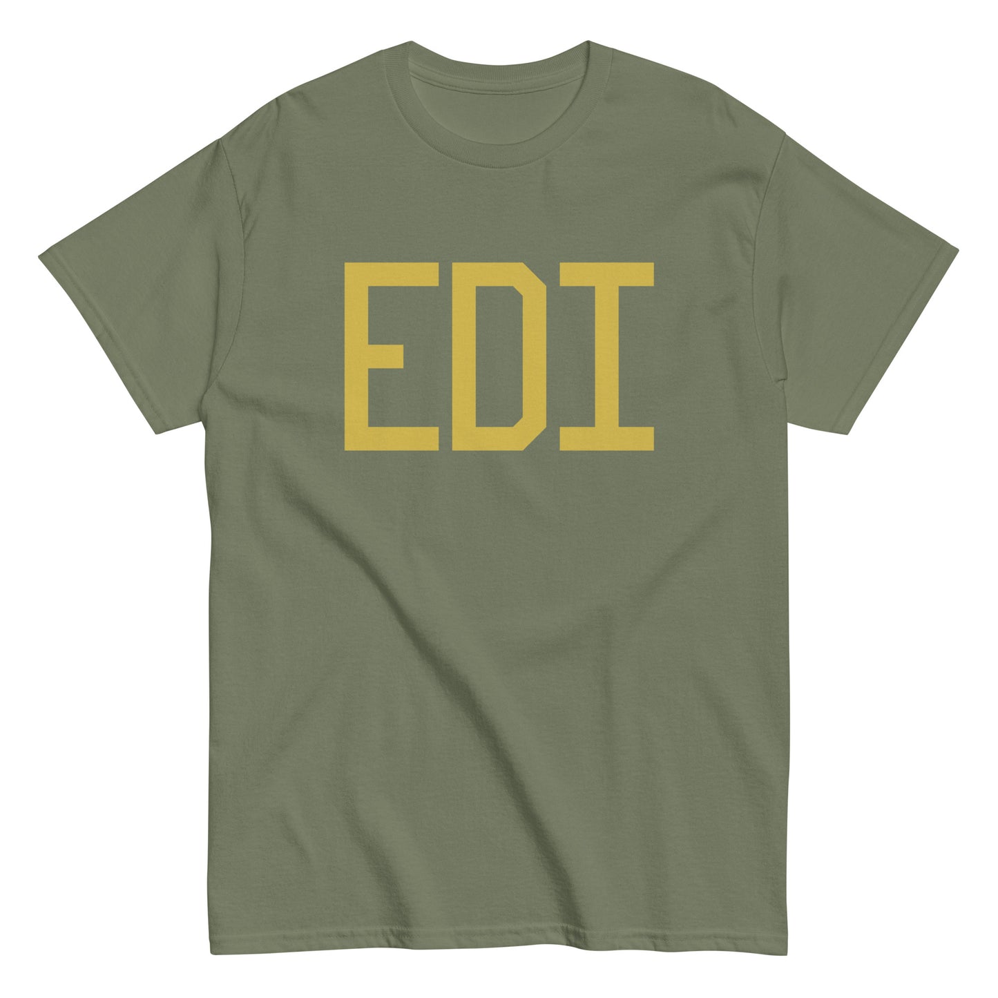 EDI Edinburgh Men's T-Shirt • Air Force Lettering in Old Gold • YHM Designs - Image 02