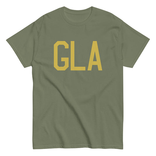 GLA Glasgow Men's T-Shirt • Air Force Lettering in Old Gold • YHM Designs - Image 02