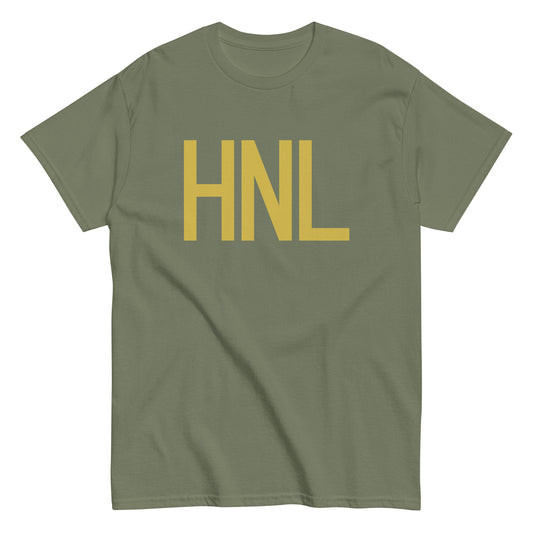 Aviation Enthusiast Men's Tee - Old Gold Graphic • HNL Honolulu • YHM Designs - Image 02
