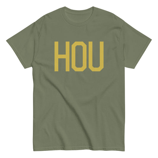 Aviation Enthusiast Men's Tee - Old Gold Graphic • HOU Houston • YHM Designs - Image 02