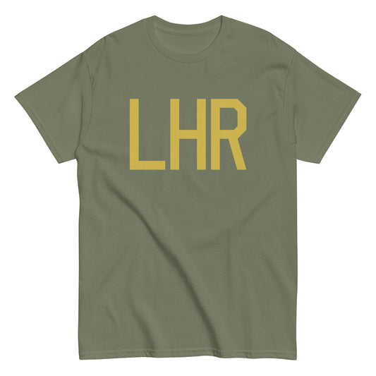 Aviation Enthusiast Men's Tee - Old Gold Graphic • LHR London • YHM Designs - Image 02