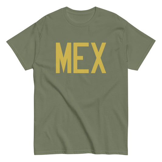 MEX Mexico City Men's T-Shirt • Air Force Lettering in Old Gold • YHM Designs - Image 02