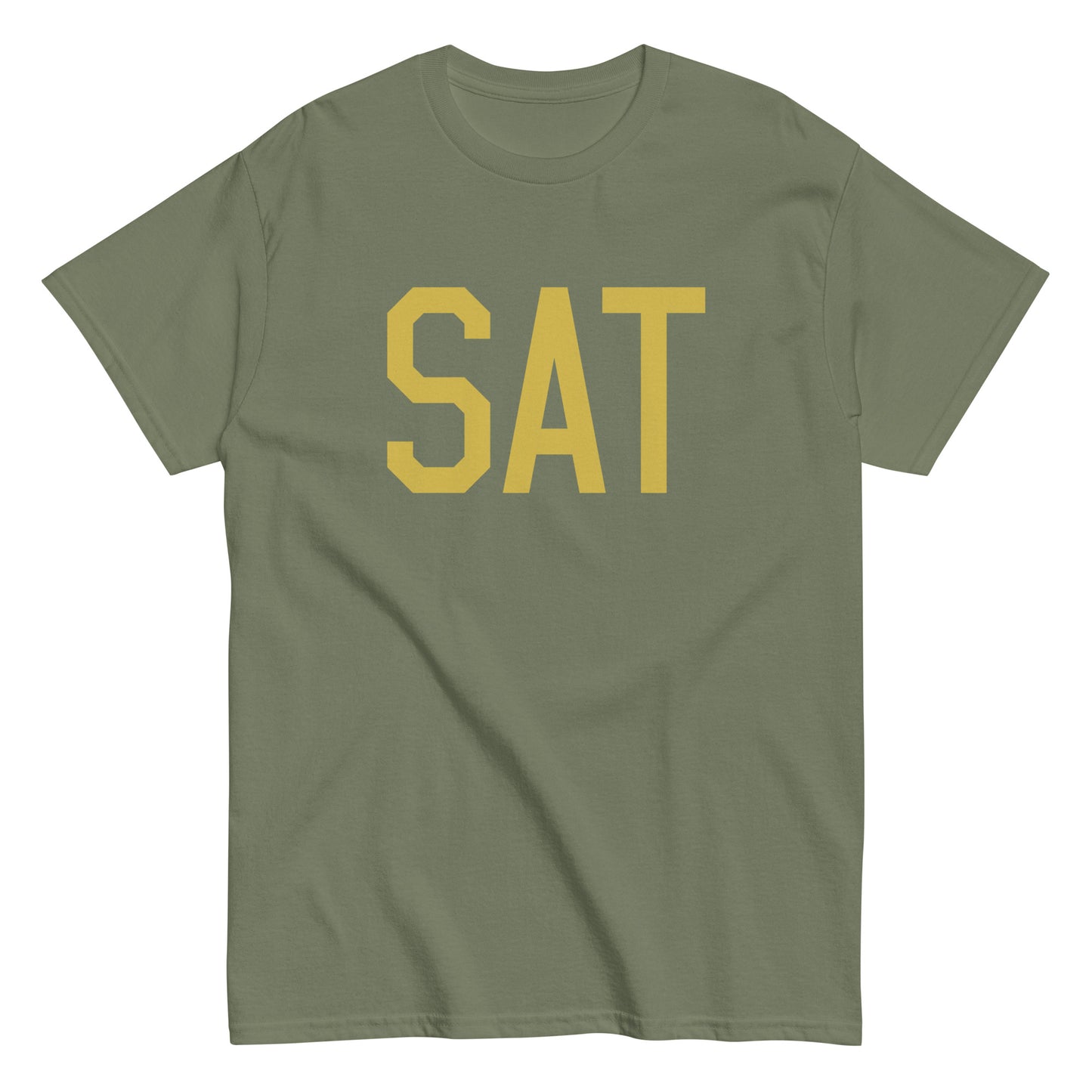 Aviation Enthusiast Men's Tee - Old Gold Graphic • SAT San Antonio • YHM Designs - Image 02