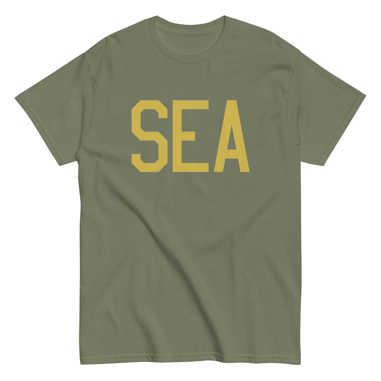 Aviation Enthusiast Men's Tee - Old Gold Graphic • SEA Seattle • YHM Designs - Image 02