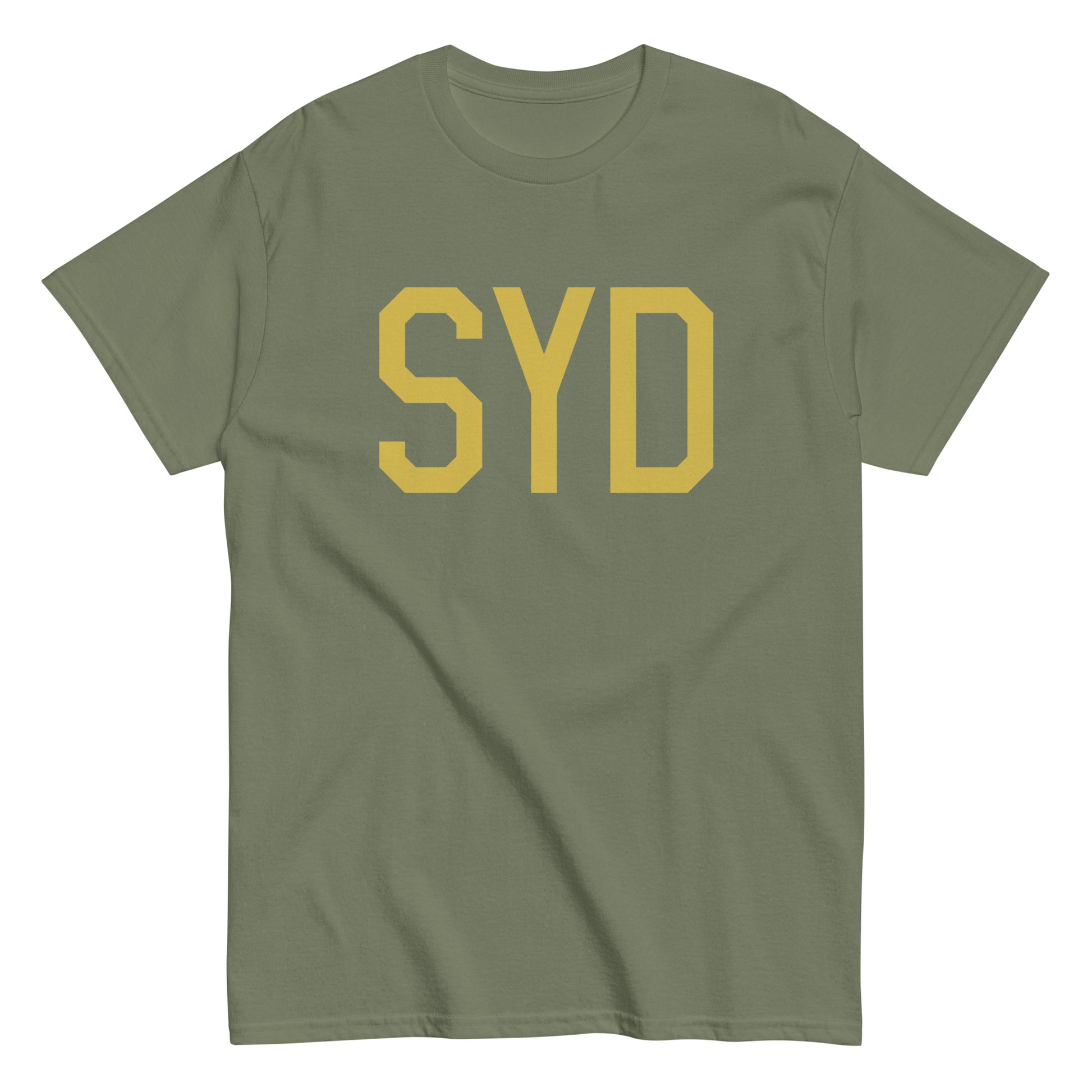 Aviation Enthusiast Men's Tee - Old Gold Graphic • SYD Sydney • YHM Designs - Image 02