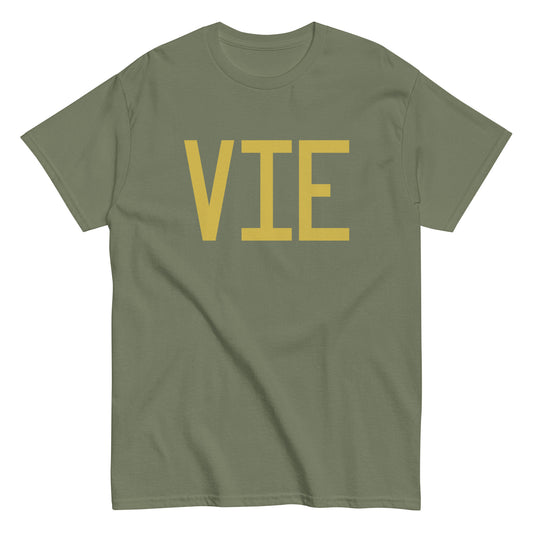 VIE Vienna Men's T-Shirt • Air Force Lettering in Old Gold • YHM Designs - Image 02