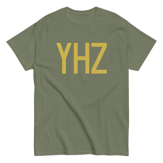 YHZ Halifax Men's T-Shirt • Air Force Lettering in Old Gold • YHM Designs - Image 02