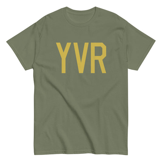 YVR Vancouver Men's T-Shirt • Air Force Lettering in Old Gold • YHM Designs - Image 02
