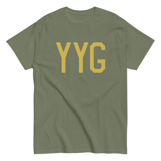 YYG Charlottetown Men's T-Shirt • Air Force Lettering in Old Gold • YHM Designs - Image 02
