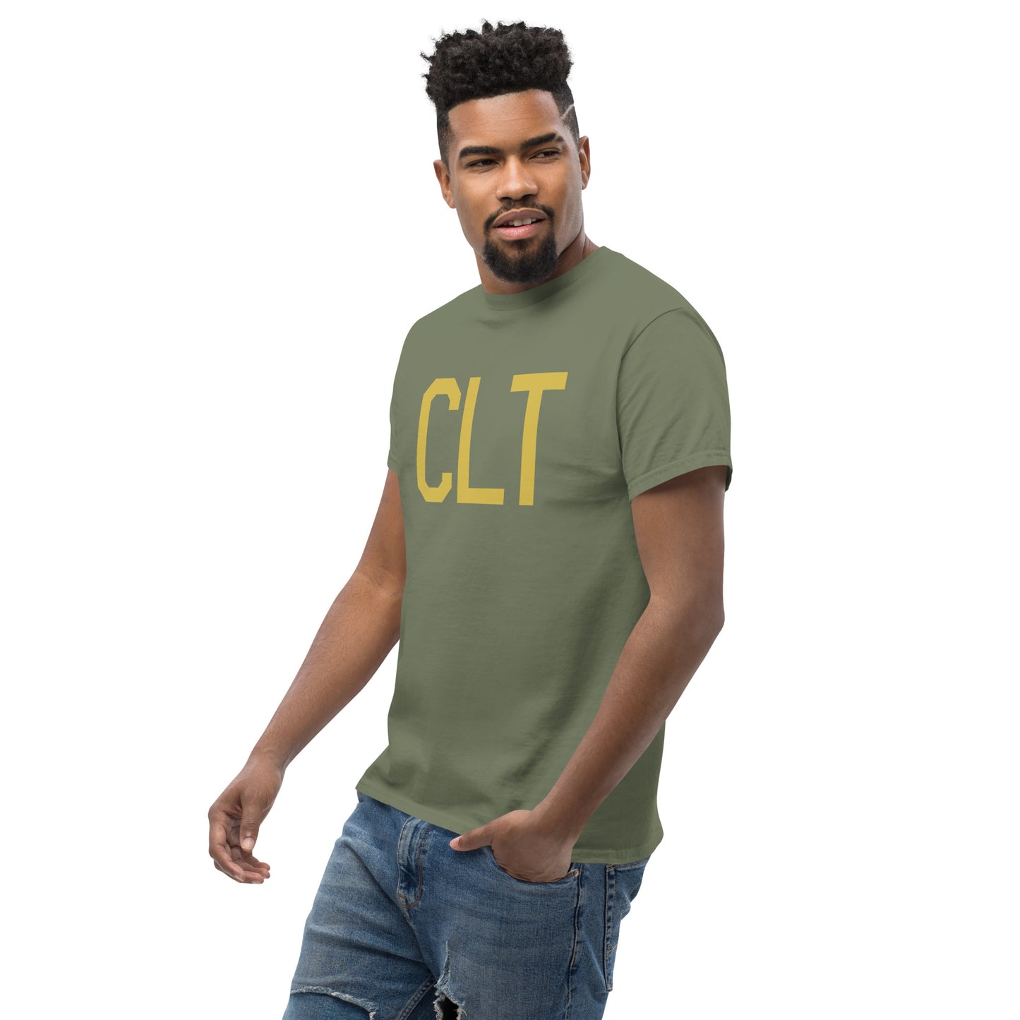 Aviation Enthusiast Men's Tee - Old Gold Graphic • CLT Charlotte • YHM Designs - Image 07