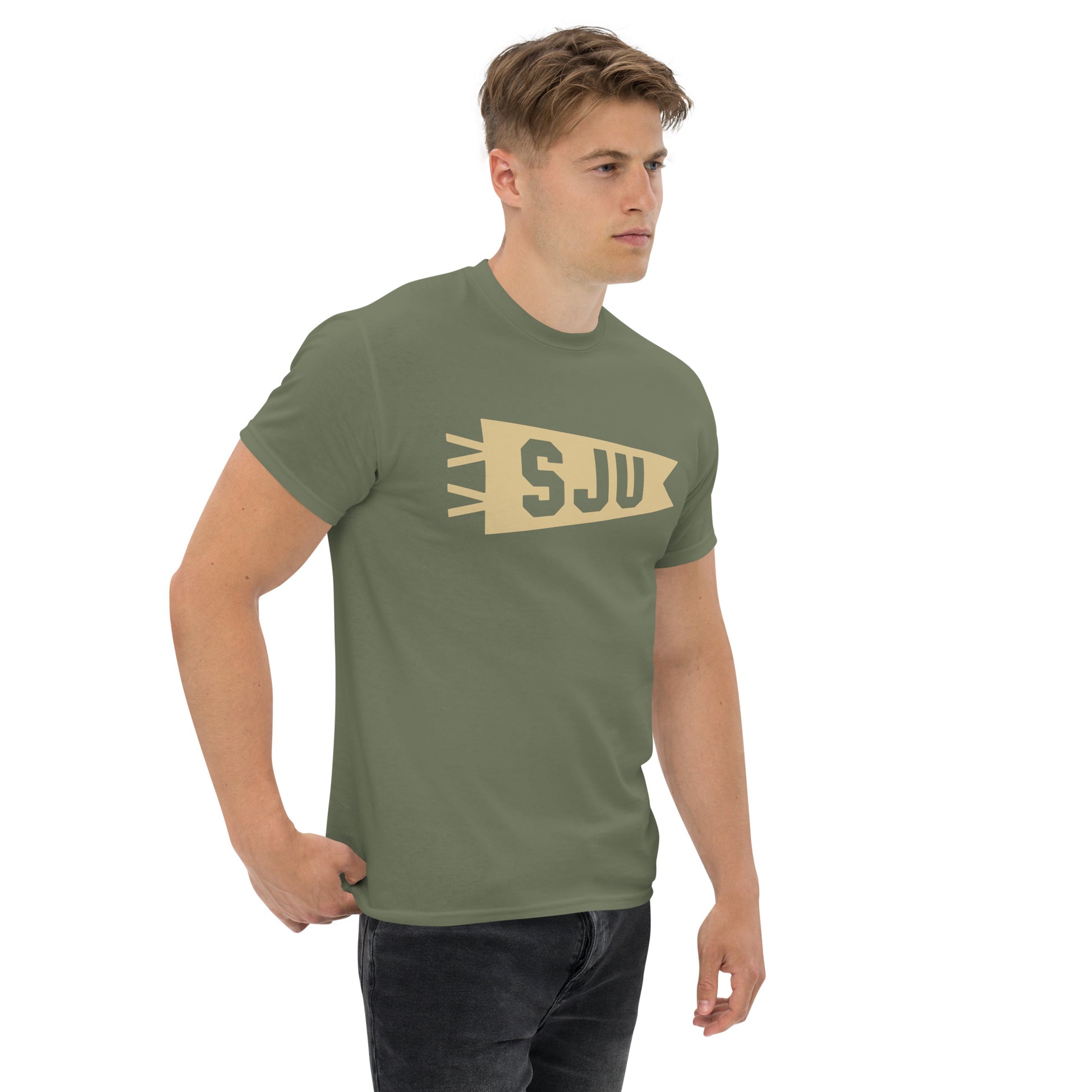 Airport Code Men's T-Shirt - Brown Graphic • SJU San Juan • YHM Designs - Image 06
