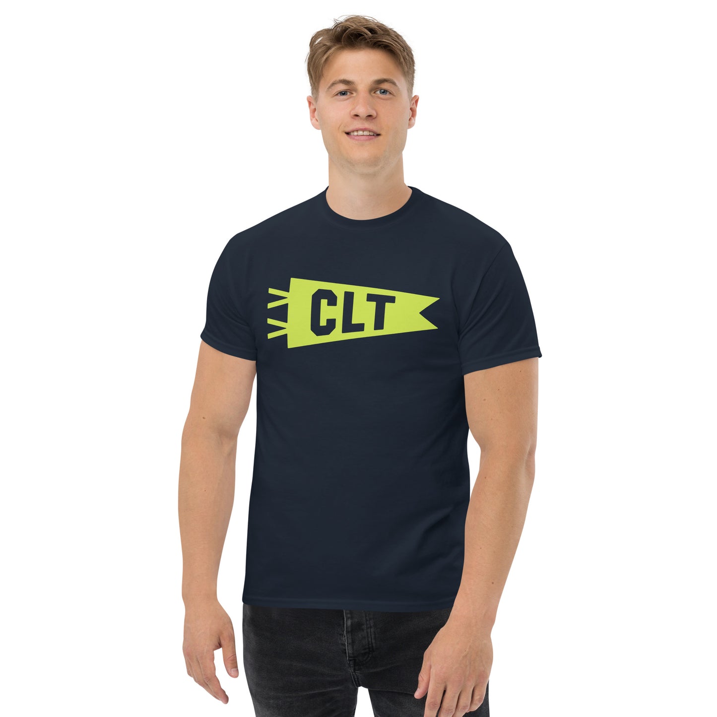 Airport Code Men's T-Shirt - Green Graphic • CLT Charlotte • YHM Designs - Image 03