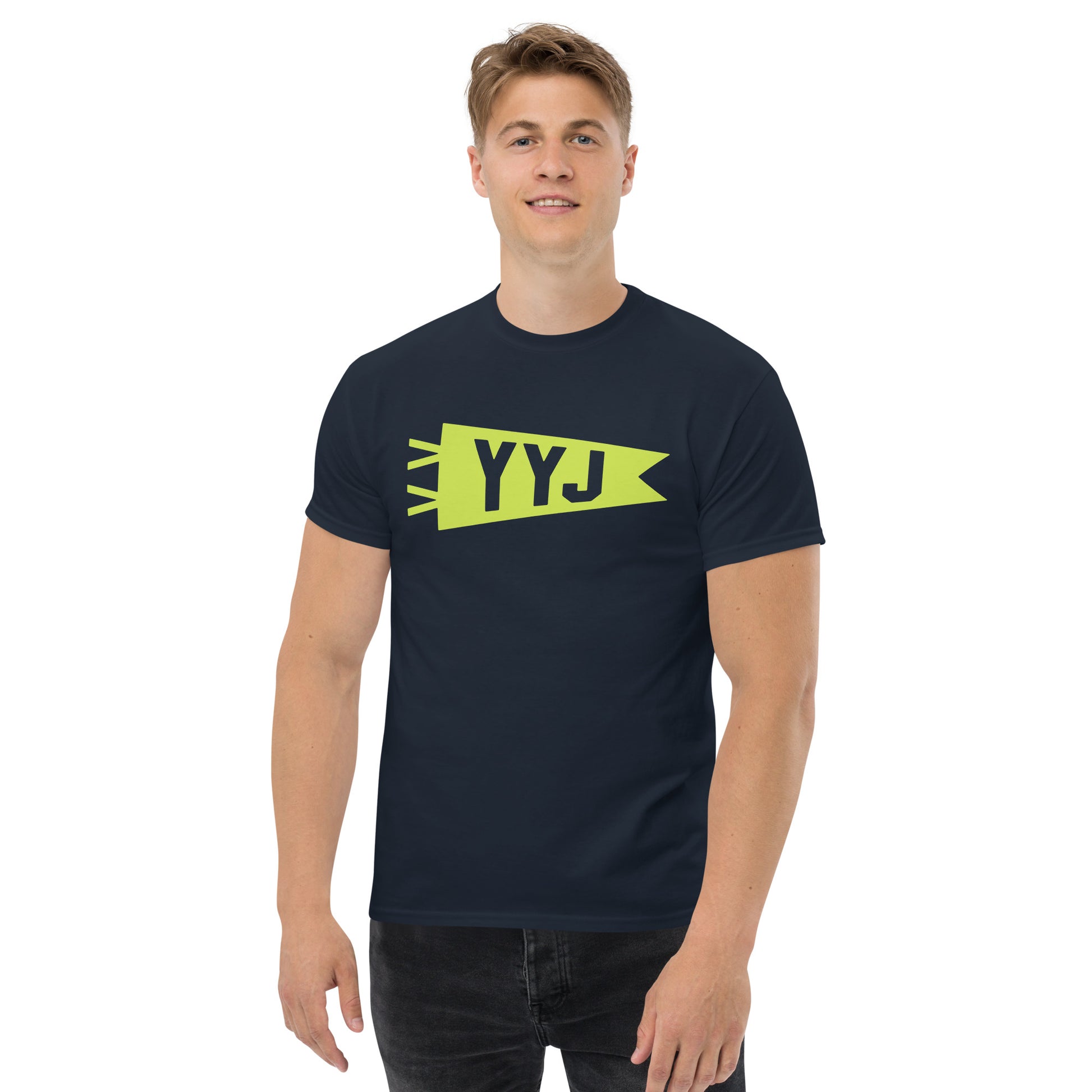 Airport Code Men's T-Shirt - Green Graphic • YYJ Victoria • YHM Designs - Image 03