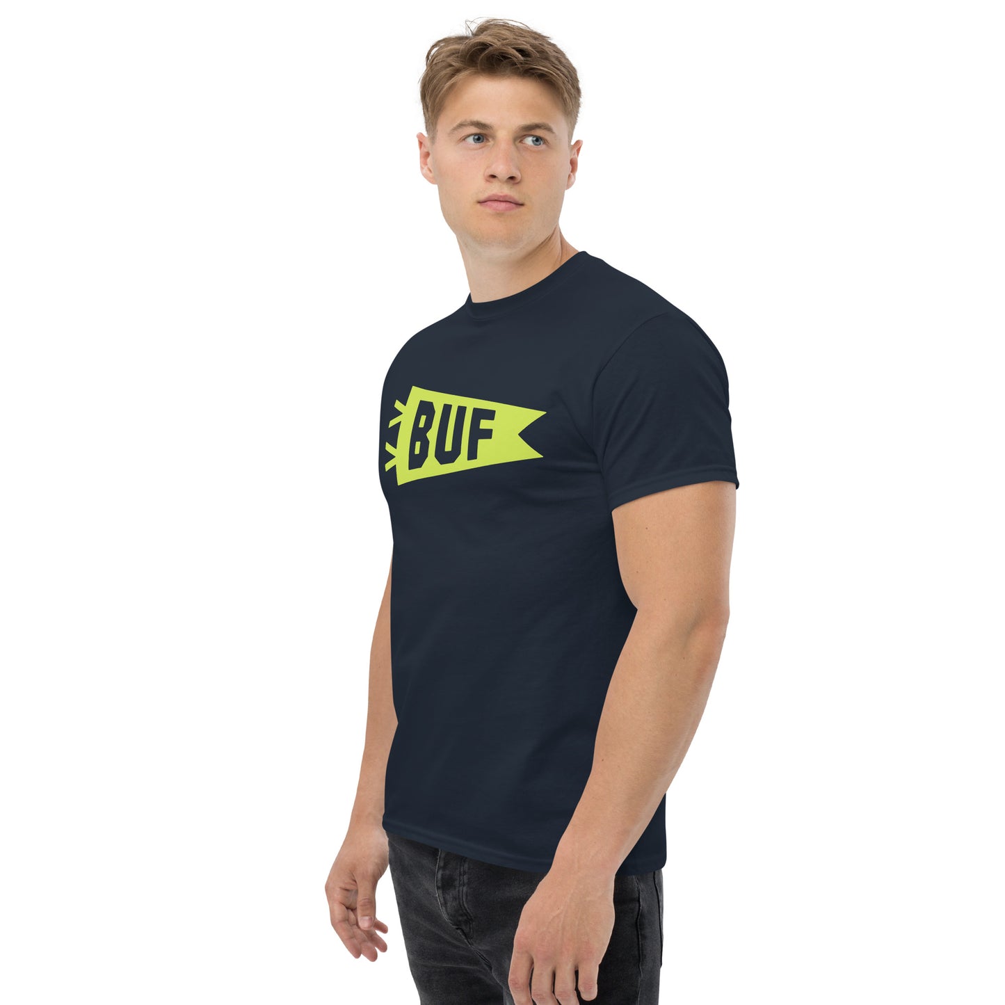 Airport Code Men's T-Shirt - Green Graphic • BUF Buffalo • YHM Designs - Image 05