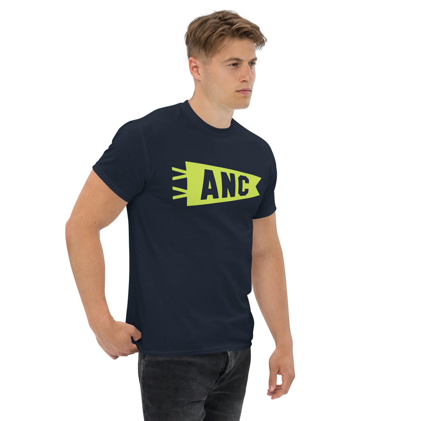 Airport Code Men's T-Shirt - Green Graphic • ANC Anchorage • YHM Designs - Image 06