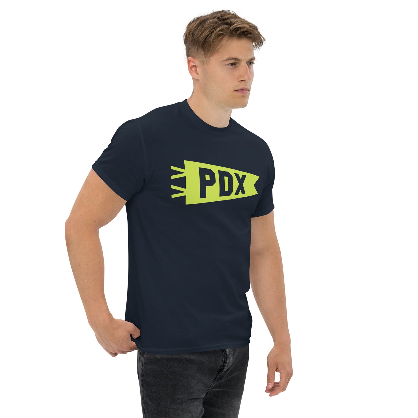 Airport Code Men's T-Shirt - Green Graphic • PDX Portland • YHM Designs - Image 06