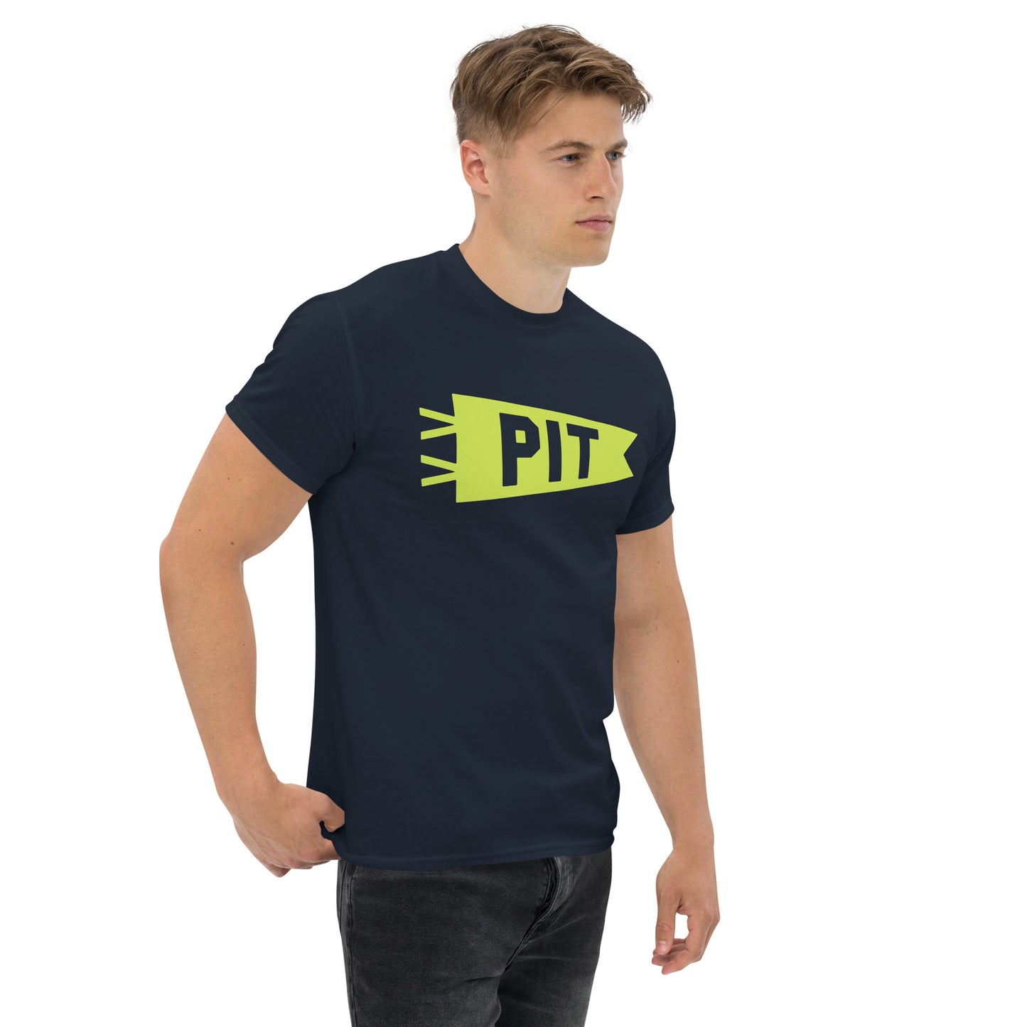 Airport Code Men's T-Shirt - Green Graphic • PIT Pittsburgh • YHM Designs - Image 06