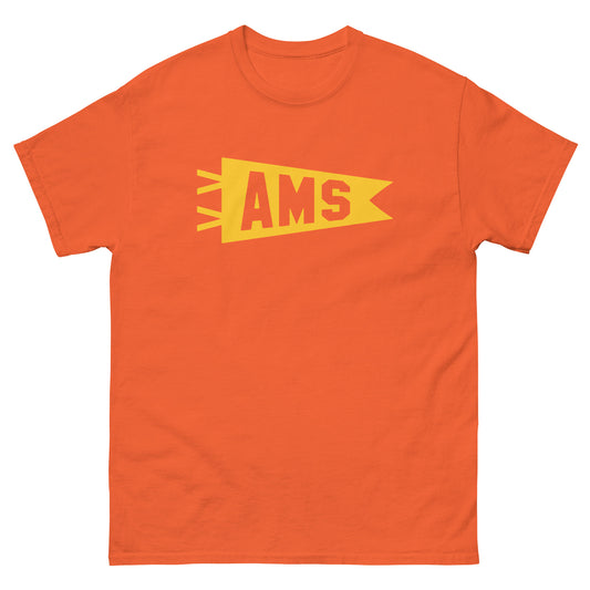 AMS Amsterdam Men's T-Shirt • Banner Design in Yellow • YHM Designs - Image 02