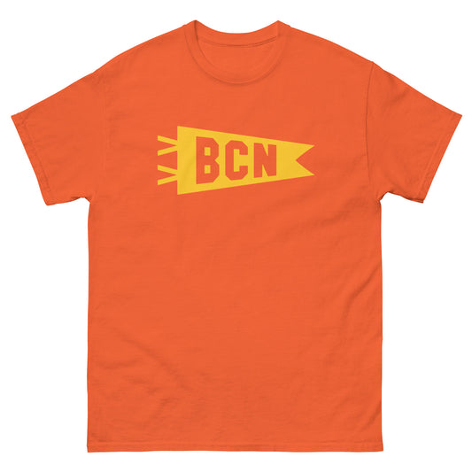 BCN Barcelona Men's T-Shirt • Banner Design in Yellow • YHM Designs - Image 02