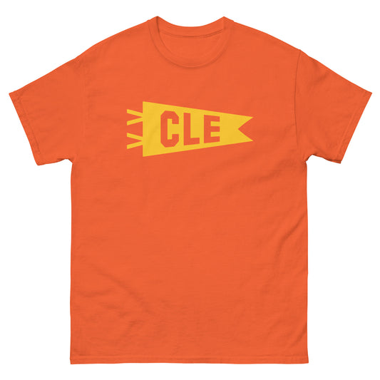 CLE Cleveland Men's T-Shirt • Banner Design in Yellow • YHM Designs - Image 02
