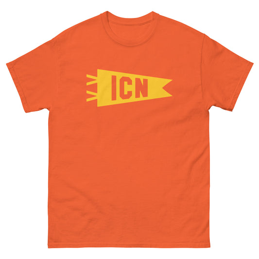 ICN Seoul Men's T-Shirt • Banner Design in Yellow • YHM Designs - Image 02