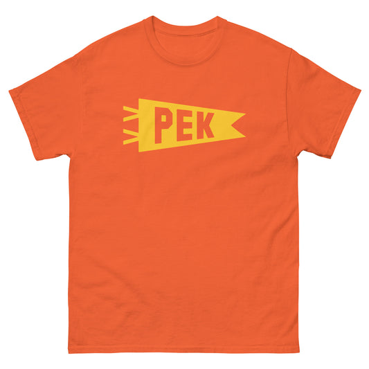 PEK Beijing Men's T-Shirt • Banner Design in Yellow • YHM Designs - Image 02