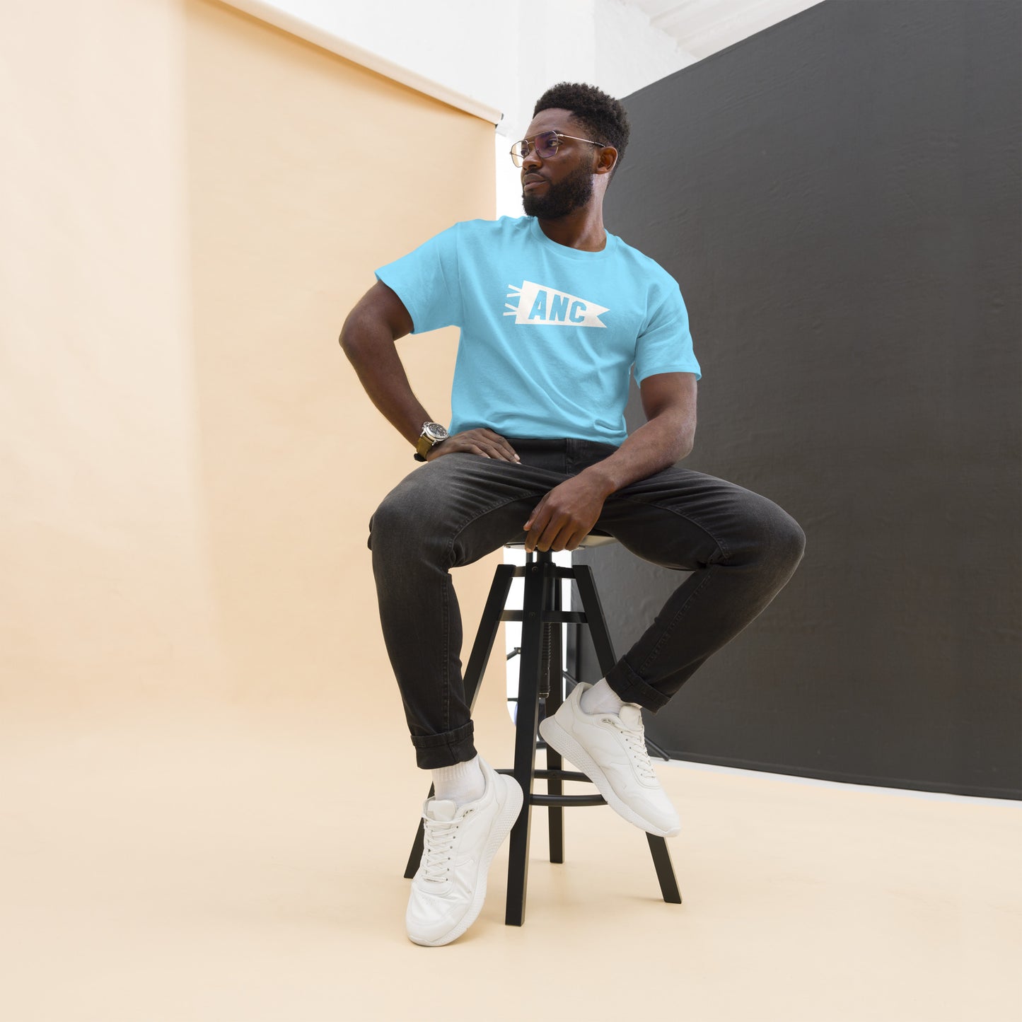 Airport Code Men's T-Shirt - White Graphic • ANC Anchorage • YHM Designs - Image 10